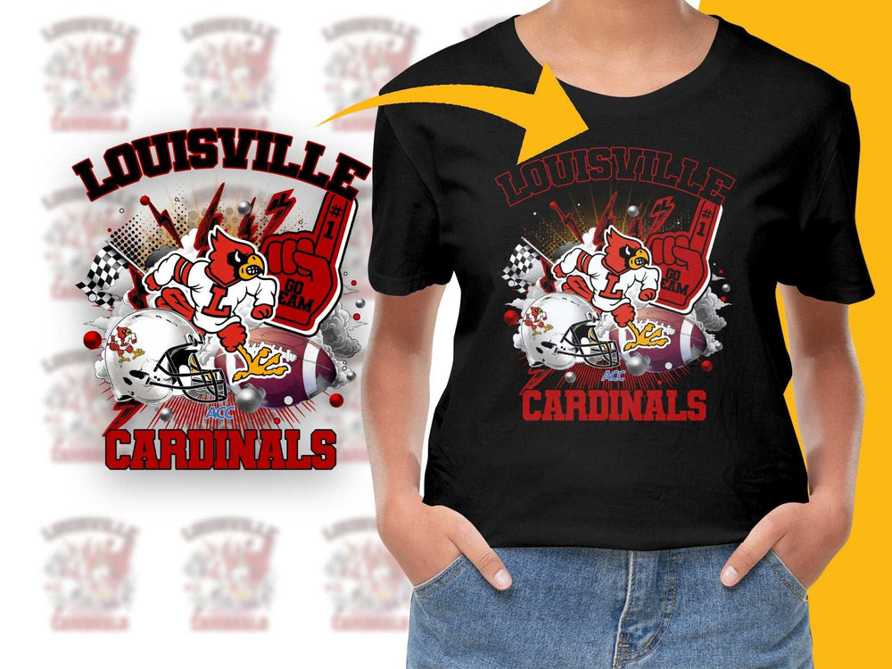 Louisville Cardinals Graphic T-Shirt, College Football Fan Apparel, Unisex Black Tee