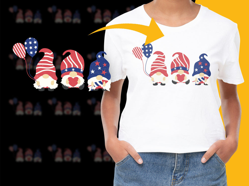 Patriotic Gnome T-Shirt, 4th of July American Flag Tee, Cute Holiday Graphic Shirt for Adults and Kids