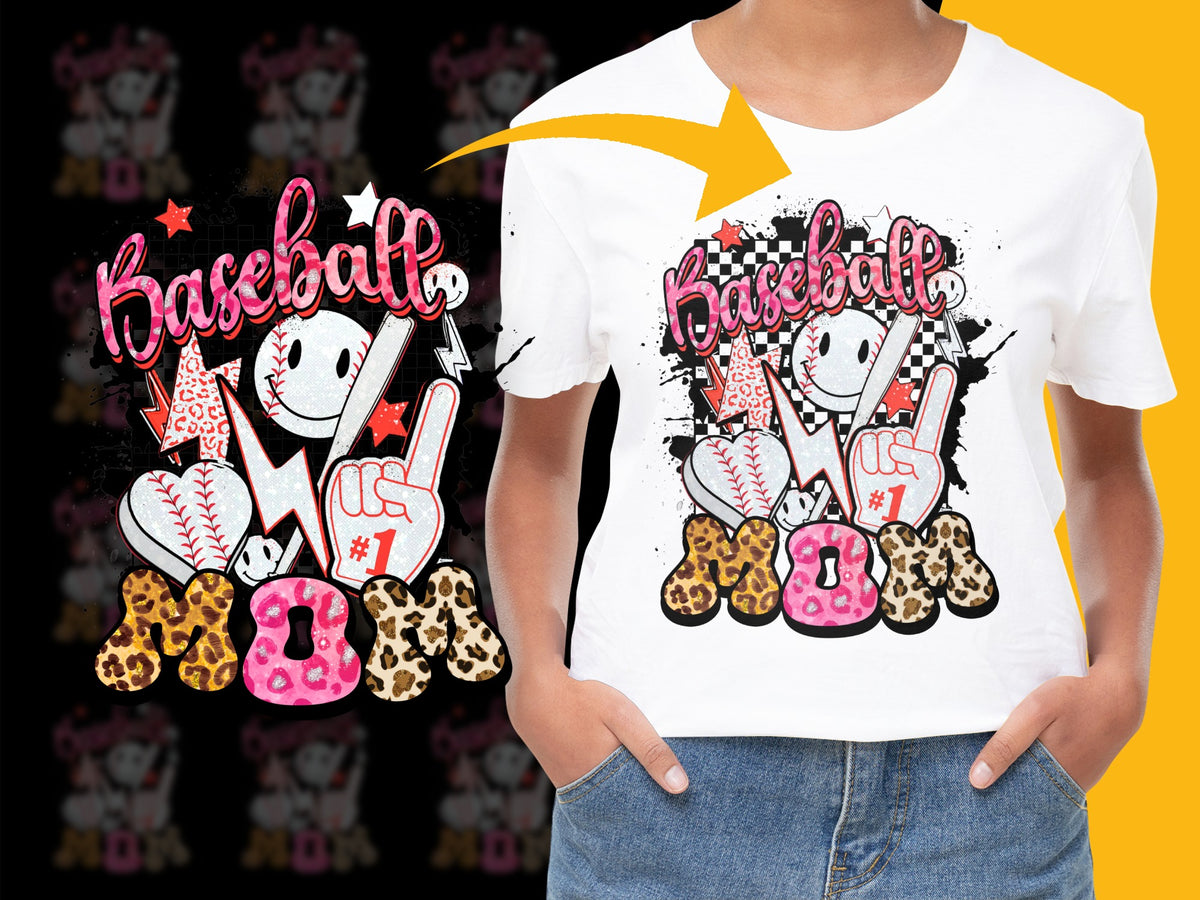 Kids Baseball T-Shirt, Leopard Print, Sports Graphic Tee, Boys and Girls Casual Wear