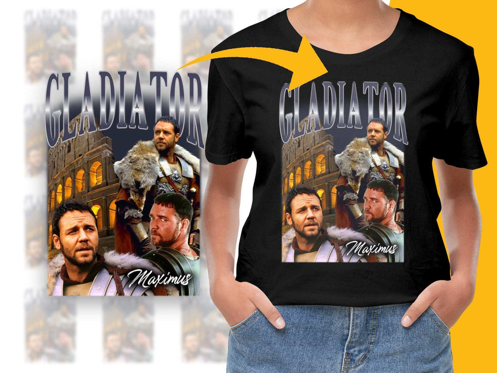 Gladiator Movie T-Shirt, Russell Crowe Maximus Graphic Tee, Roman Colosseum Design, Film Memorabilia Shirt