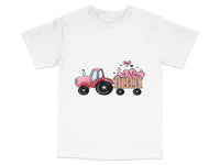 Load image into Gallery viewer, Cute Pink Tractor Love T-Shirt, Farm Vehicle Graphic Tee, Valentine's Day Gift, Adult and Kids Sizes