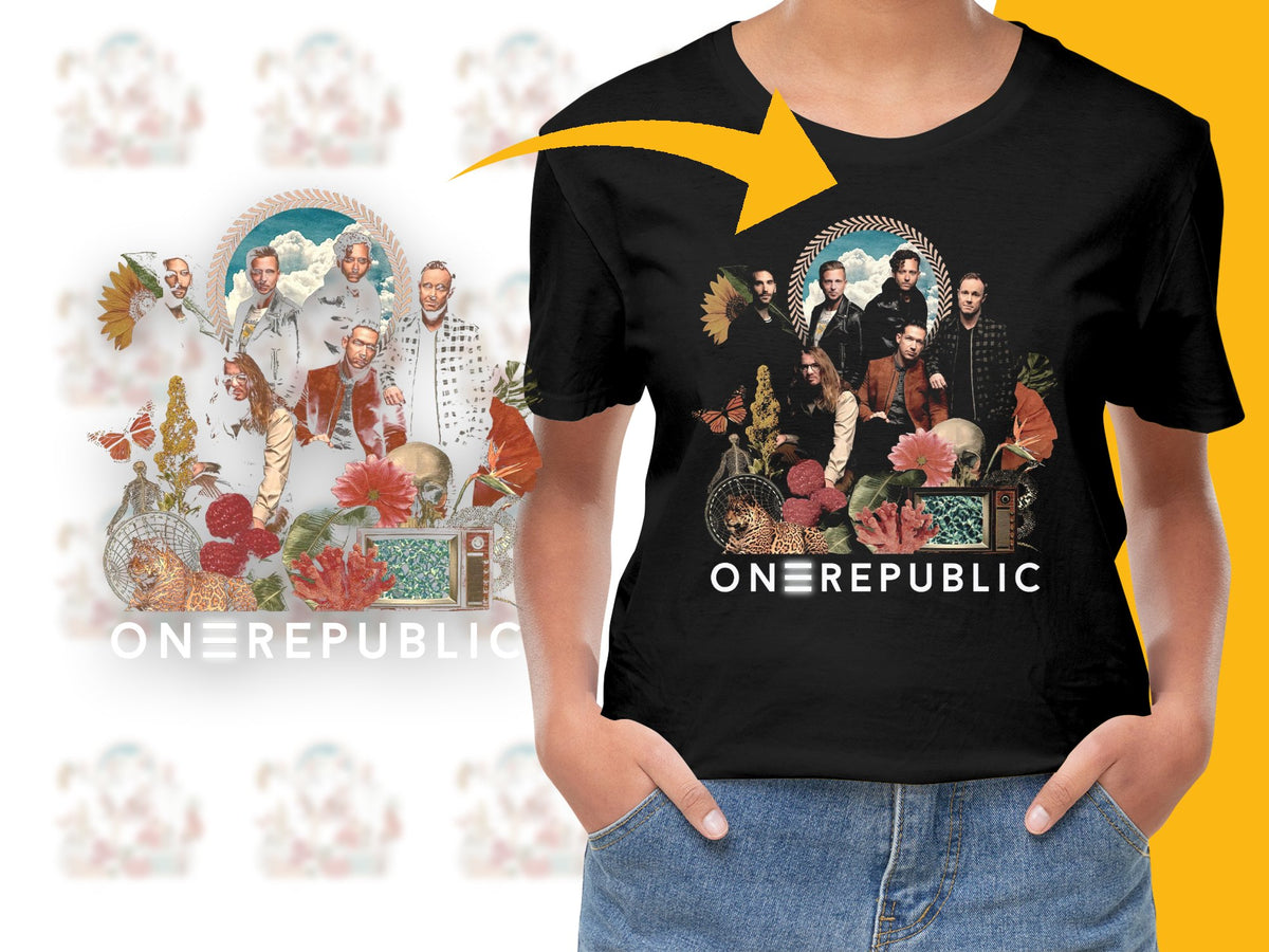 OneRepublic Band Graphic T-Shirt, Vintage Floral Design, Music Fan Apparel, Unisex Black Tee