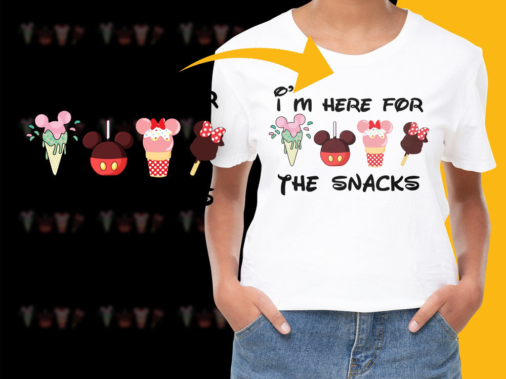 Disney Snack T-Shirt, I'm Here For The Snacks, Mickey Ice Cream, Unisex Disney Tee for Theme Parks