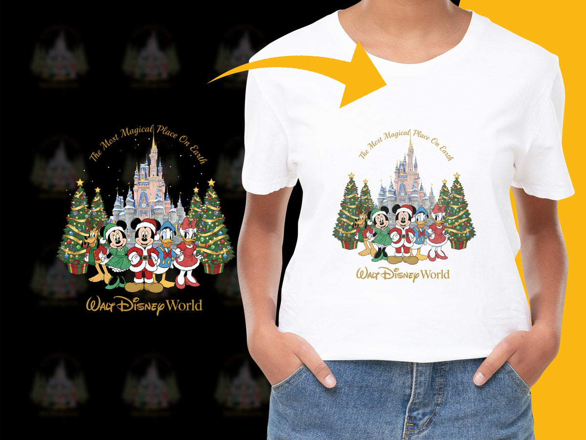 Disney World Christmas T-Shirt, Magical Castle Holiday Graphic Tee, Festive Family Vacation Apparel