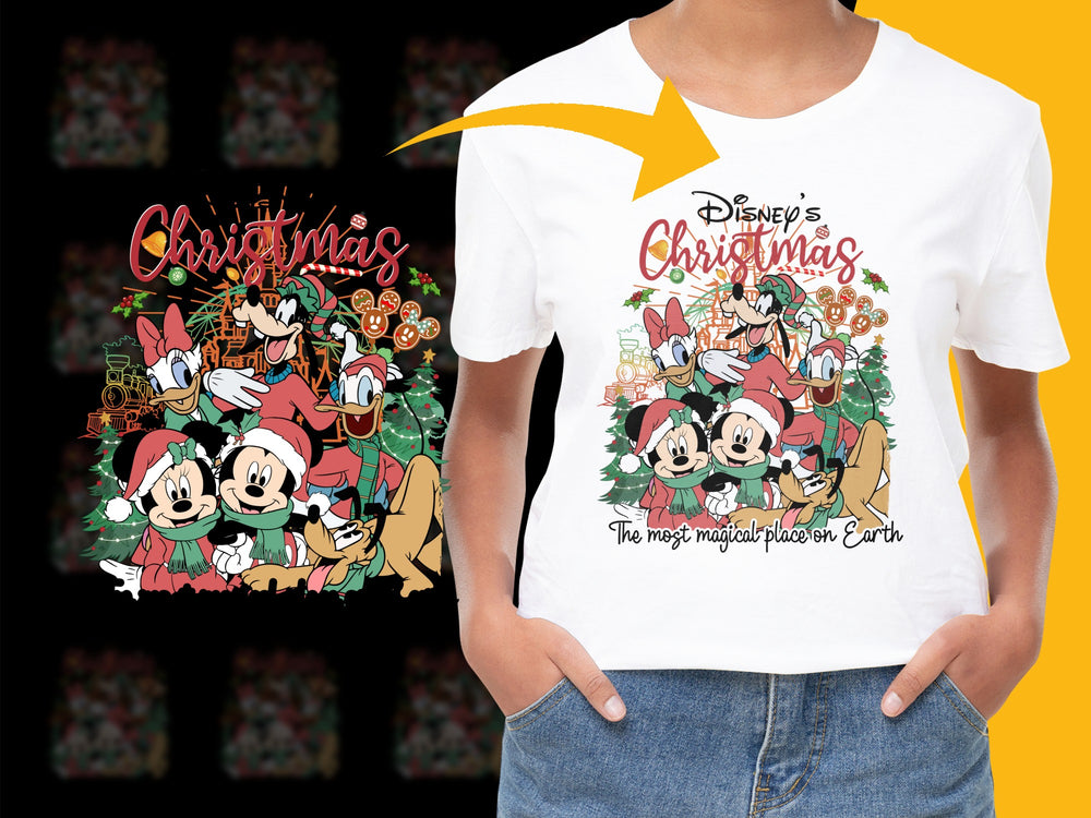 Disney Christmas Magic T-Shirt, Vintage Mickey Minnie Holiday Tee, Festive Family Vacation Apparel