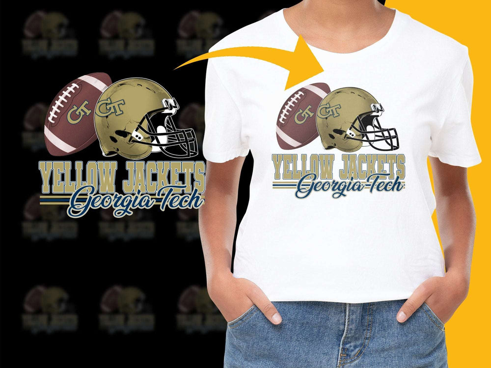 Georgia Tech Yellow Jackets Football Graphic T-Shirt, Collegiate Sports Apparel, Fan Gear Cotton Tee