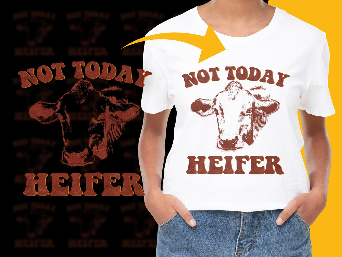 Not Today Heifer Funny Cow Graphic T-Shirt, Unisex Casual Tee, Farm Animal Humor Shirt, Unique Gift Idea