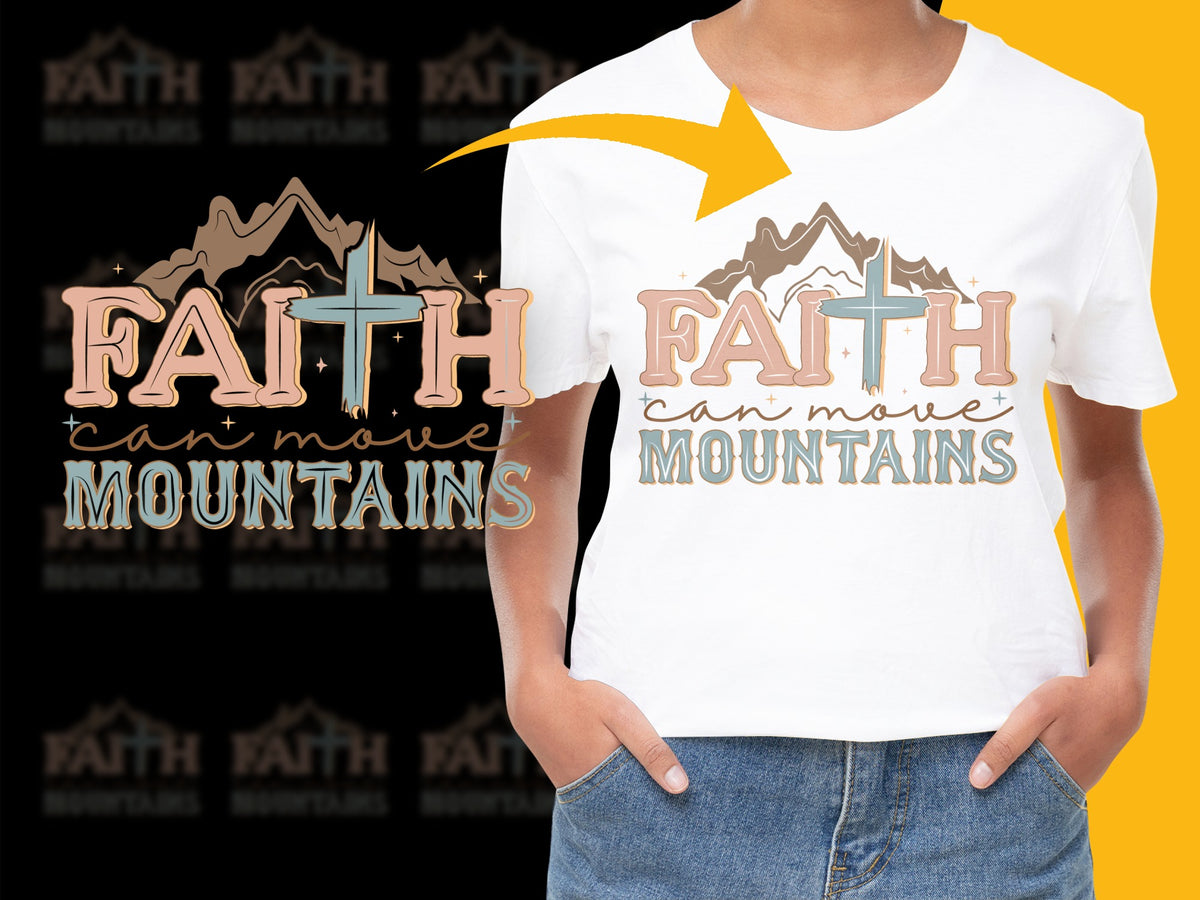 Faith Can Move Mountains Inspirational Quote T-Shirt, Christian Graphic Tee, Unisex Mountain Design Top