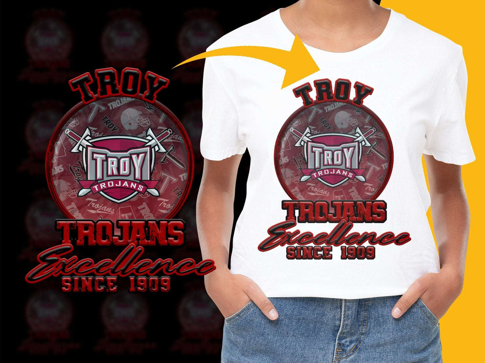 Troy Trojans Excellence Since 1909 Graphic T-Shirt, Vintage School Spirit Tee, Unisex Youth and Adult Sizes Available