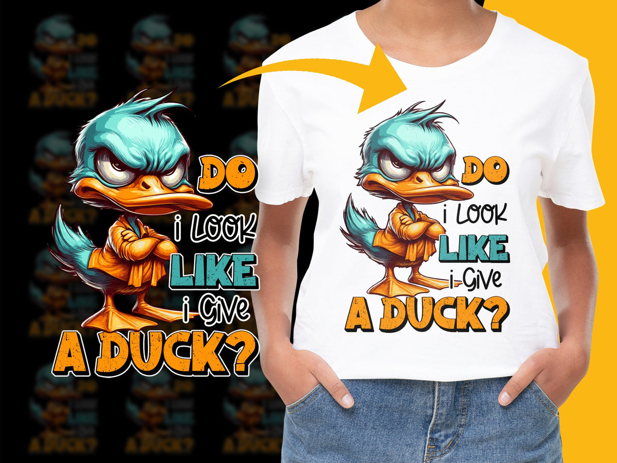 Funny Duck T-Shirt, Quirky Cartoon Duck Tee, Do I Look Like I Give a Duck, Unisex Graphic Shirt