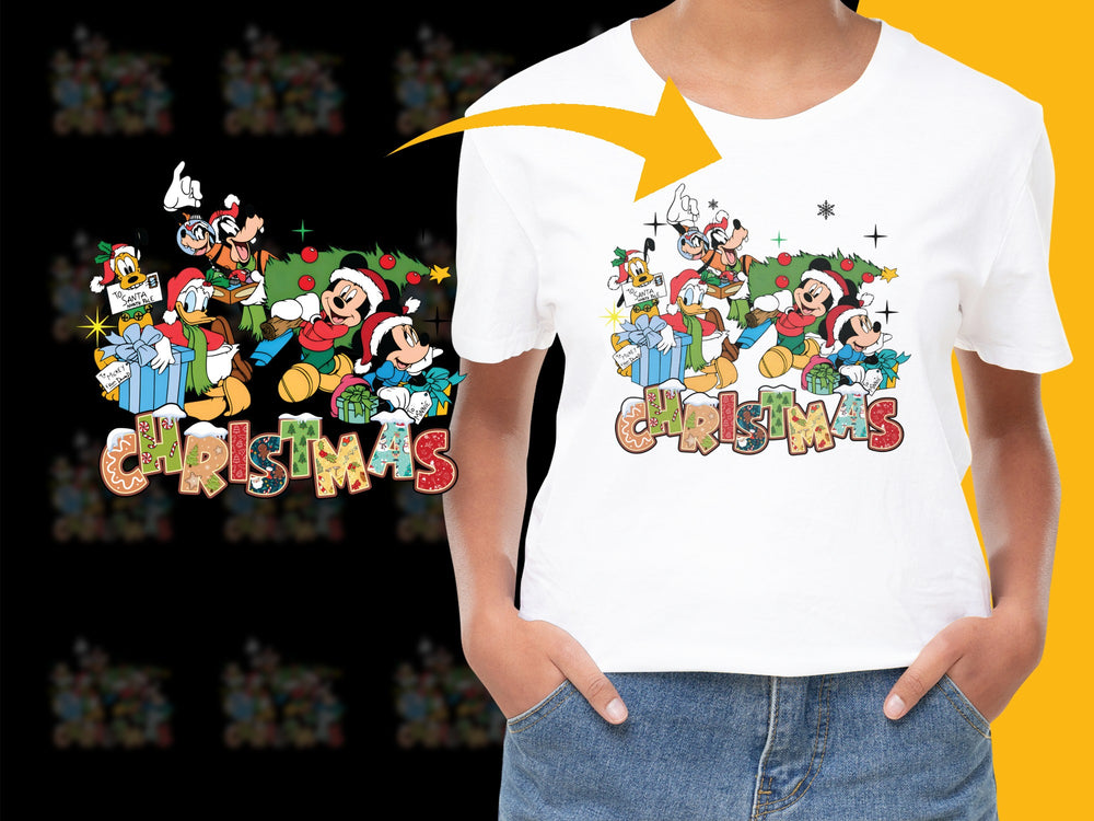 Disney Christmas T-Shirt, Mickey and Friends Holiday Graphic Tee, Festive Family Xmas Shirt
