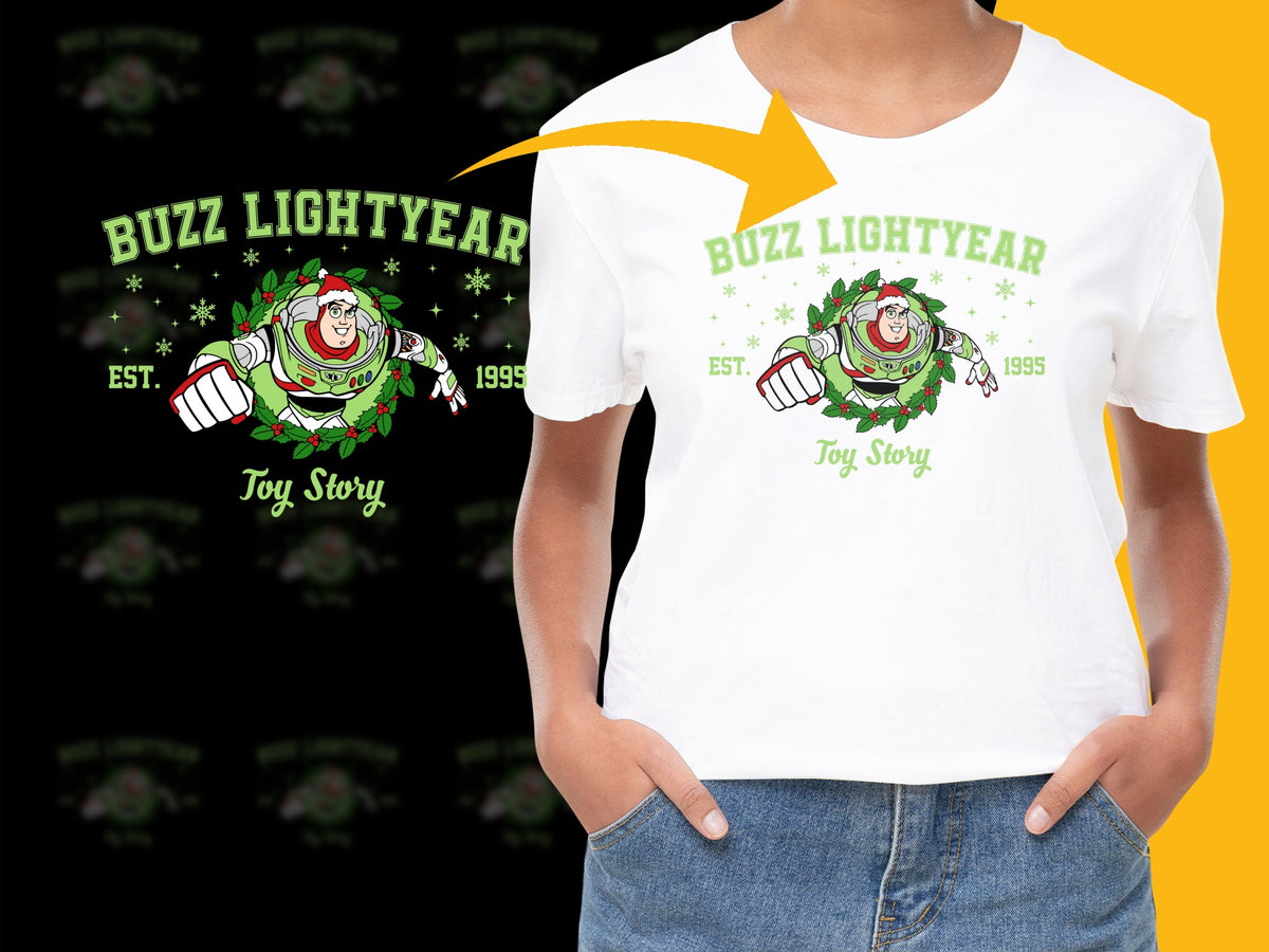 Buzz Lightyear Toy Story T-Shirt, Vintage Style Graphic Tee, Disney Pixar Fan Apparel, 1995 Est. Design