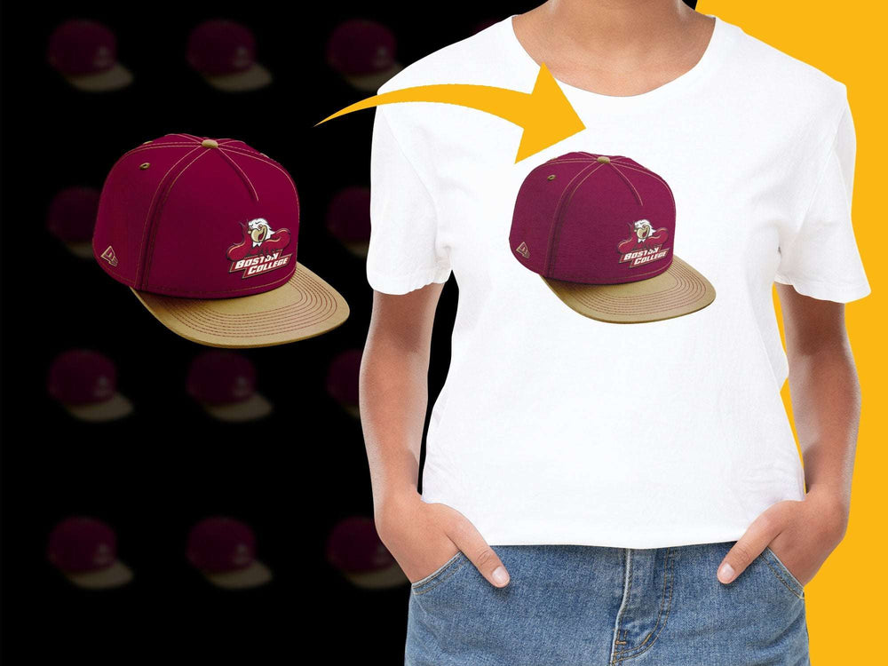 Custom Maroon Baseball Cap and White T-Shirt with Vintage Logo Design Set