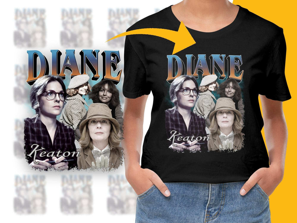 Diane Keaton Inspired T-Shirt, Vintage Style Collage, Fashion Icon Tee, Unique Actor Tribute Top