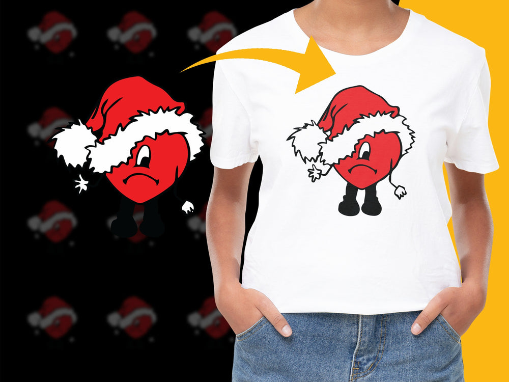 Kids Christmas T-Shirt Cute Cartoon Angry Emotion Santa Hat Festive Holiday Apparel