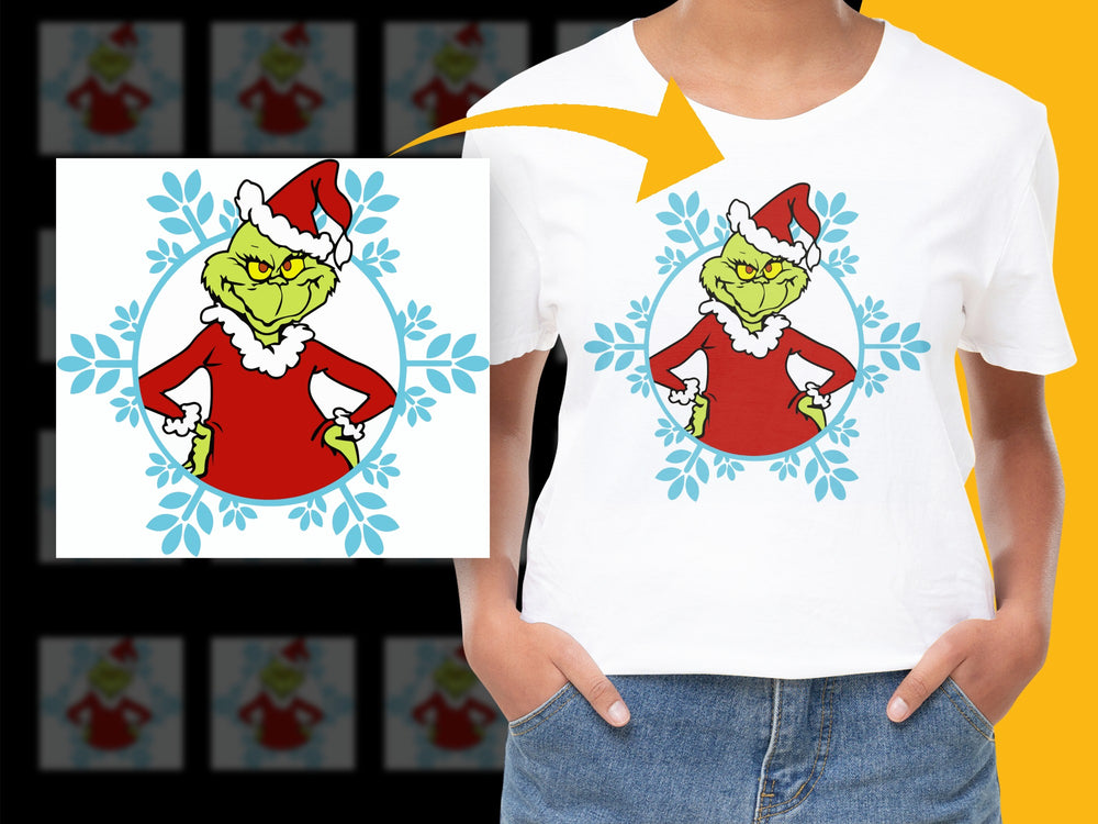 Festive Grinch Christmas T-Shirt, Holiday Graphic Tee, Cute Santa Hat Top, Family Xmas Party Outfit