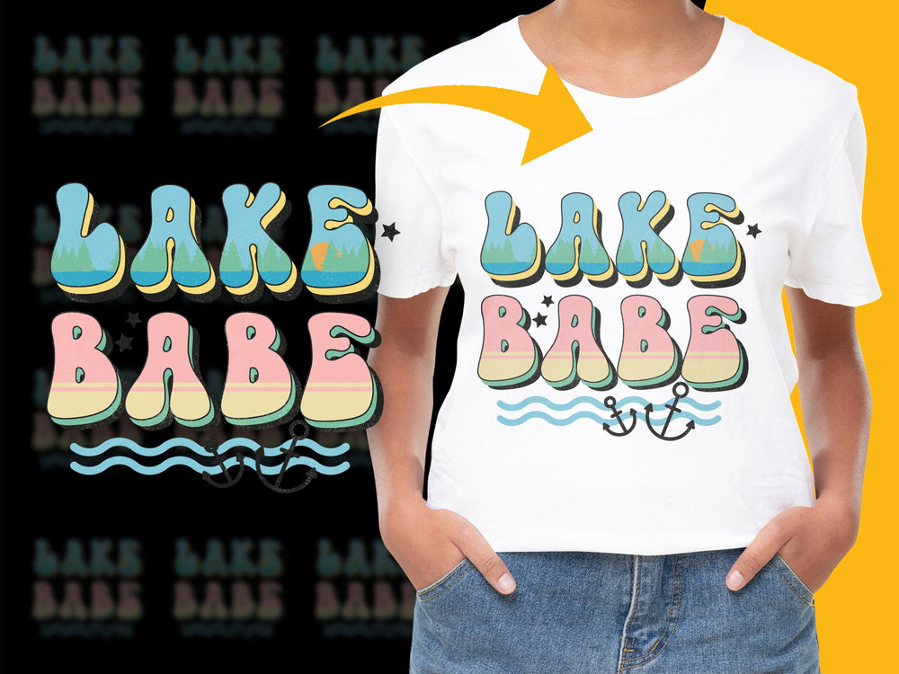 Colorful Lake Babe Graphic T-Shirt, Casual Summer Tee, Women's Fashion Top, Fun Beachwear, Trendy Weekend Outfit