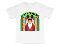 Load image into Gallery viewer, Nutcracker Christmas T-Shirt 'What's Crackin?' Festive Holiday Graphic Tee, Colorful Striped Soldier, Unisex Casual Shirt for Winter