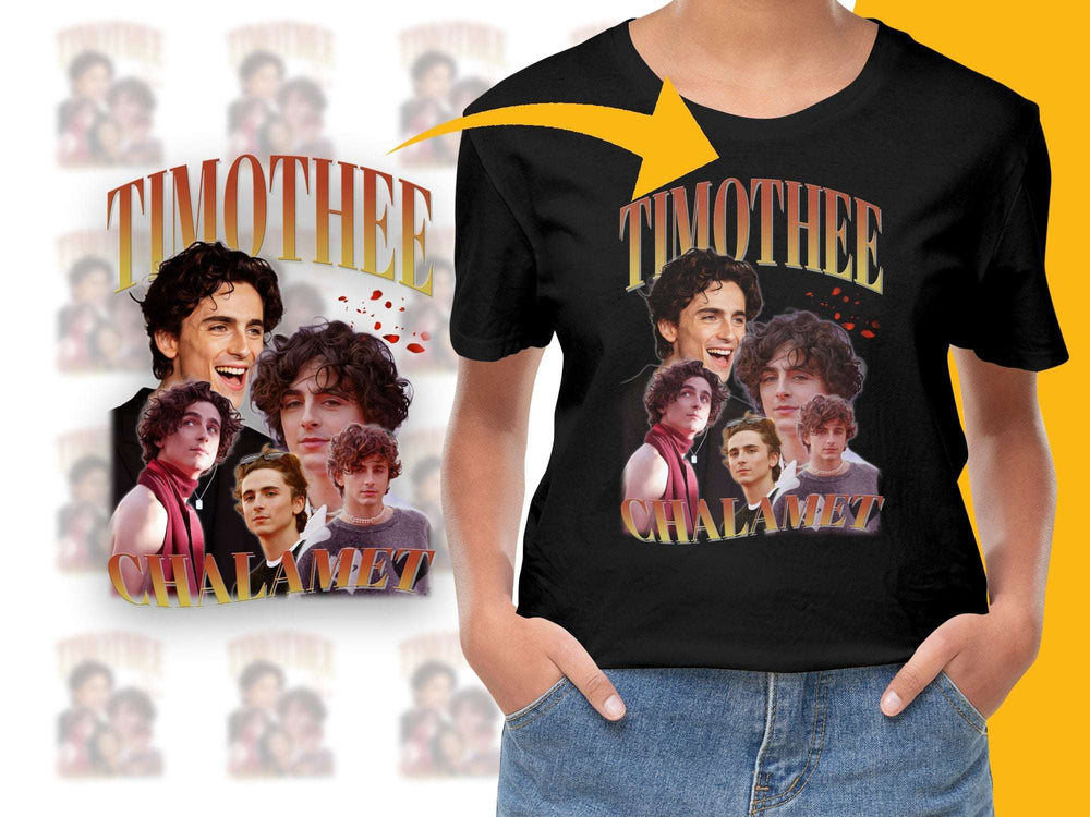 Timothee Chalamet Fan T-Shirt, Graphic Tee, Celebrity Collage, Unisex Cotton Shirt, Gift for Movie Lovers