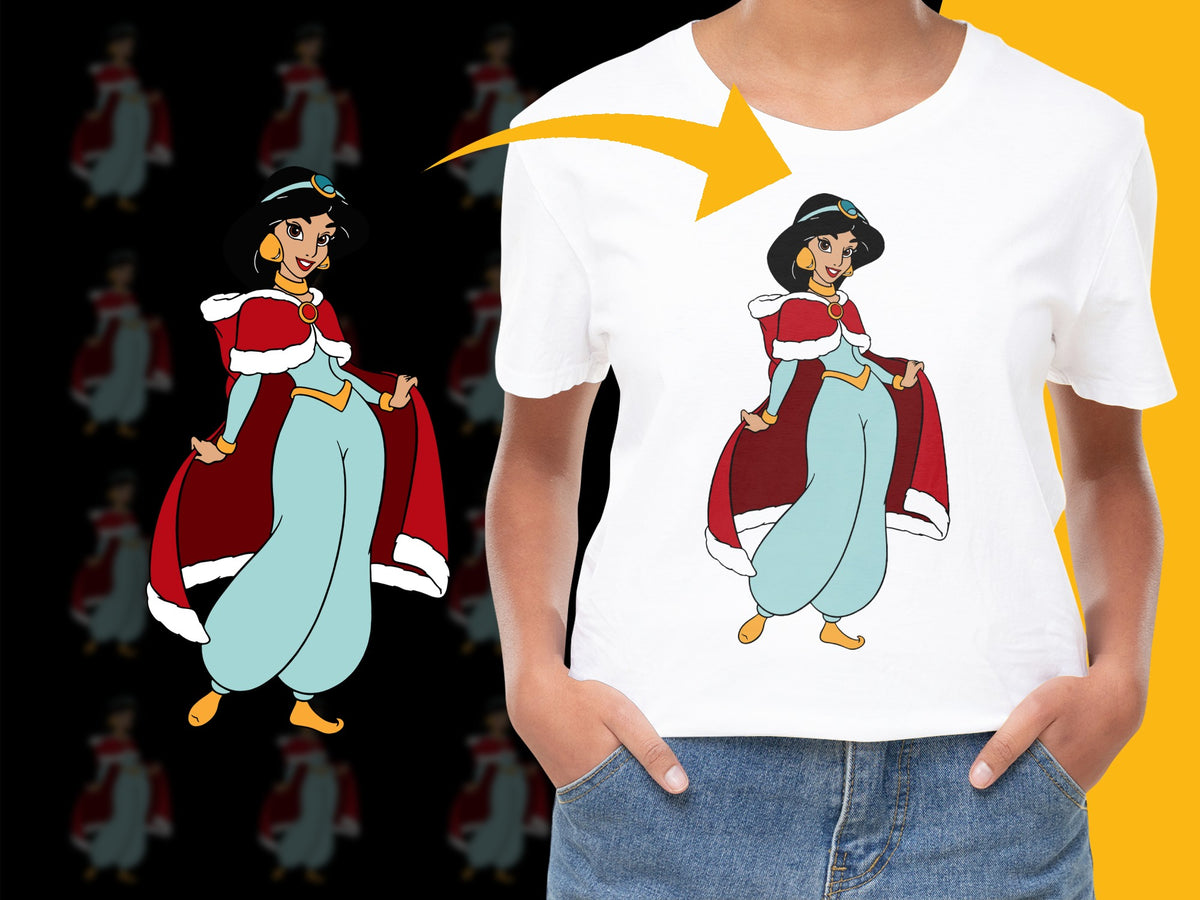 Women's White T-Shirt with Colorful Cartoon Princess Graphic, Casual Summer Apparel