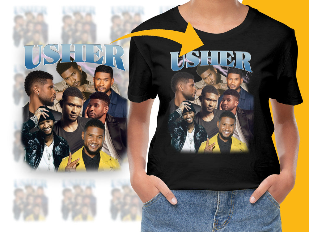 Usher Graphic T-Shirt, Vintage Style Music Artist Tee, Men's and Women's Sizes, Retro Pop Culture Shirt