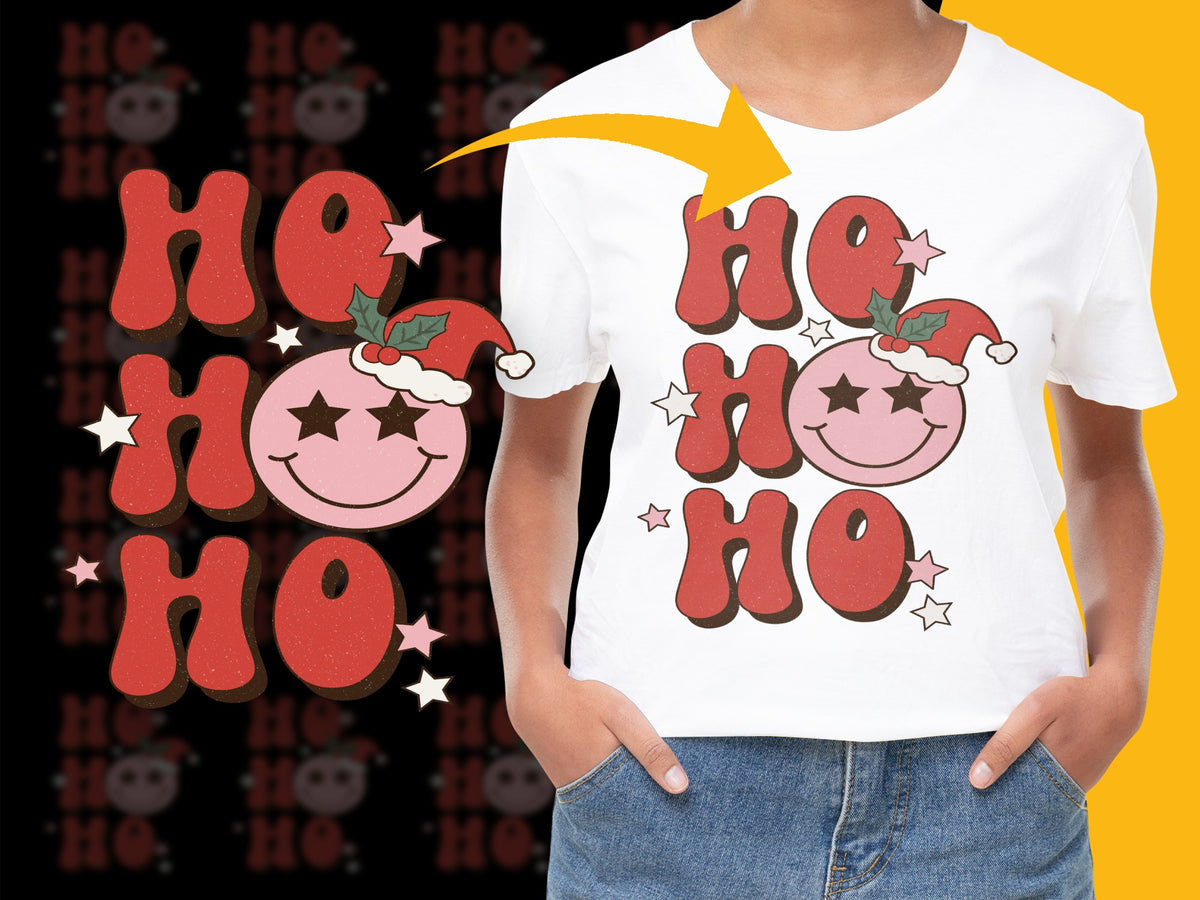 Festive 'Ho Ho Ho' Christmas T-Shirt, Holiday Graphic Tee, Unisex Kids and Adults Casual Wear
