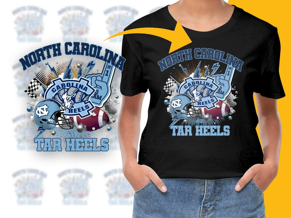 North Carolina Tar Heels Graphic T-Shirt, Collegiate Sports Tee, Fan Apparel, Unisex Black Shirt