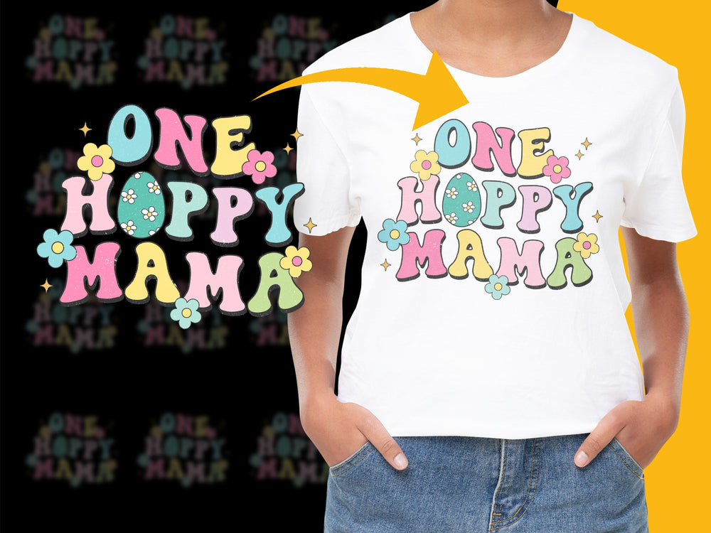 One Hoppy Mama T-Shirt, Colorful Spring Floral Design, Fun Mother's Day Gift, Casual Women's Fashion Tee