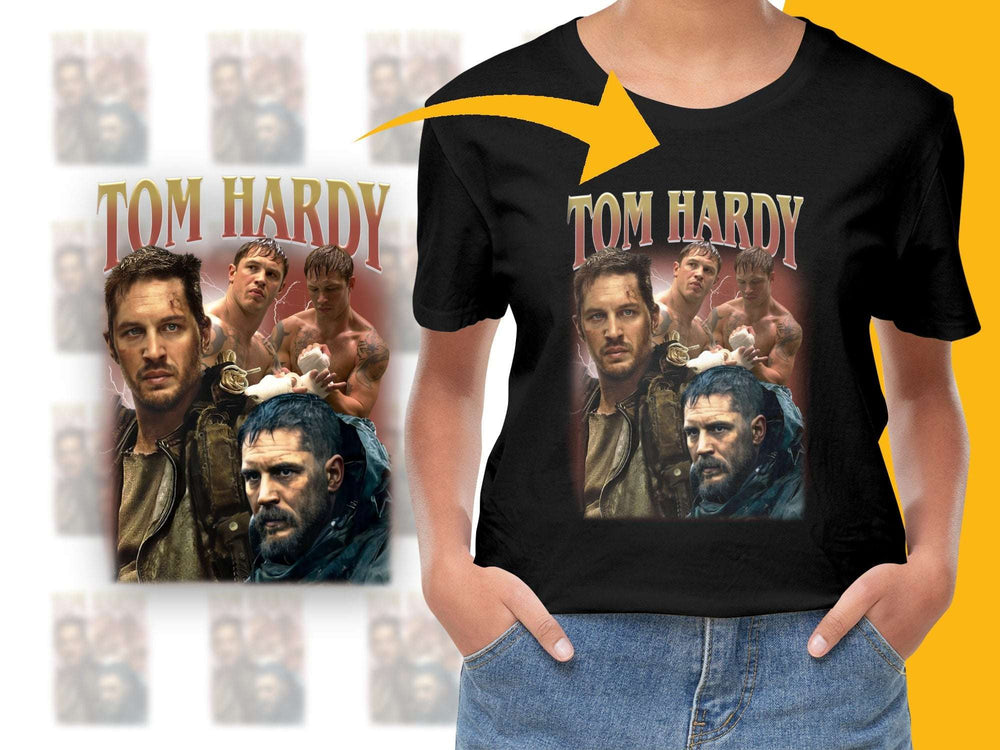 Tom Hardy Movie Characters Collage T-Shirt, Actor Fan Gift, Multiple Roles Graphic Tee, Unique Film Apparel