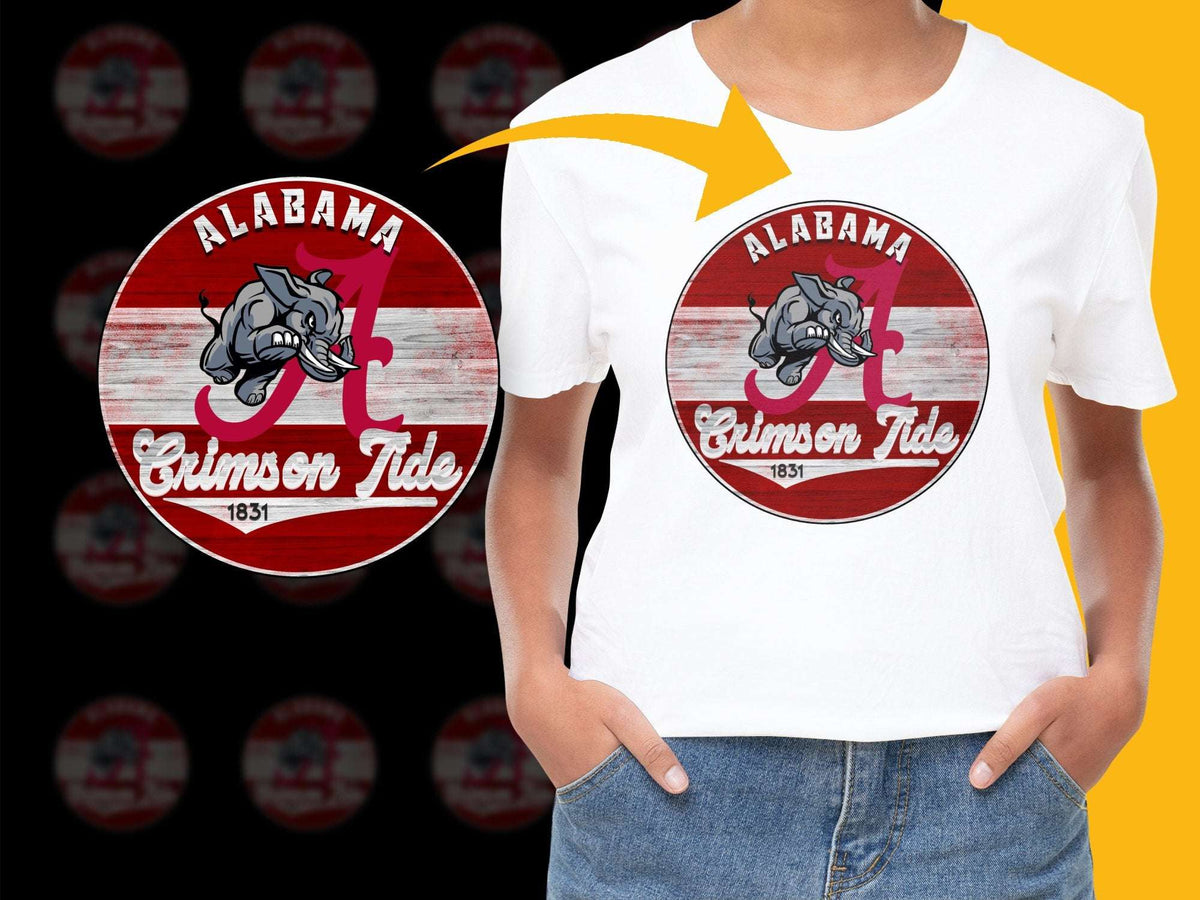 Alabama Crimson Tide T-Shirt, Vintage Elephant Logo, College Football Fan Apparel, Unisex White Tee