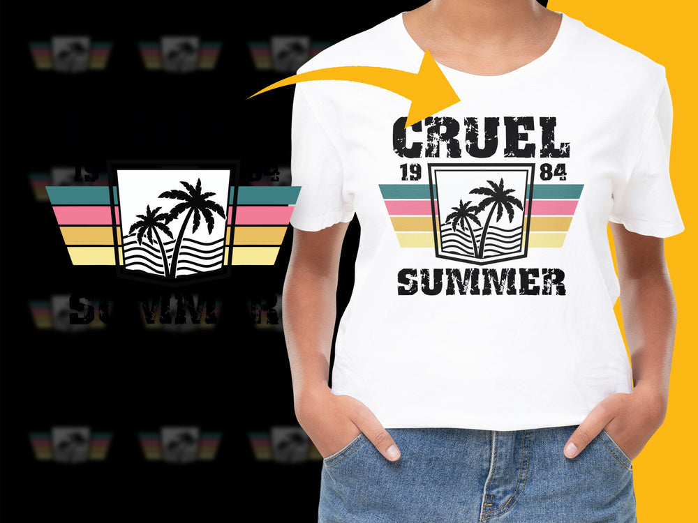 Vintage Cruel Summer T-Shirt, Retro Graphic Tee, 1984 Palm Trees, Aesthetic Women's Fashion Top