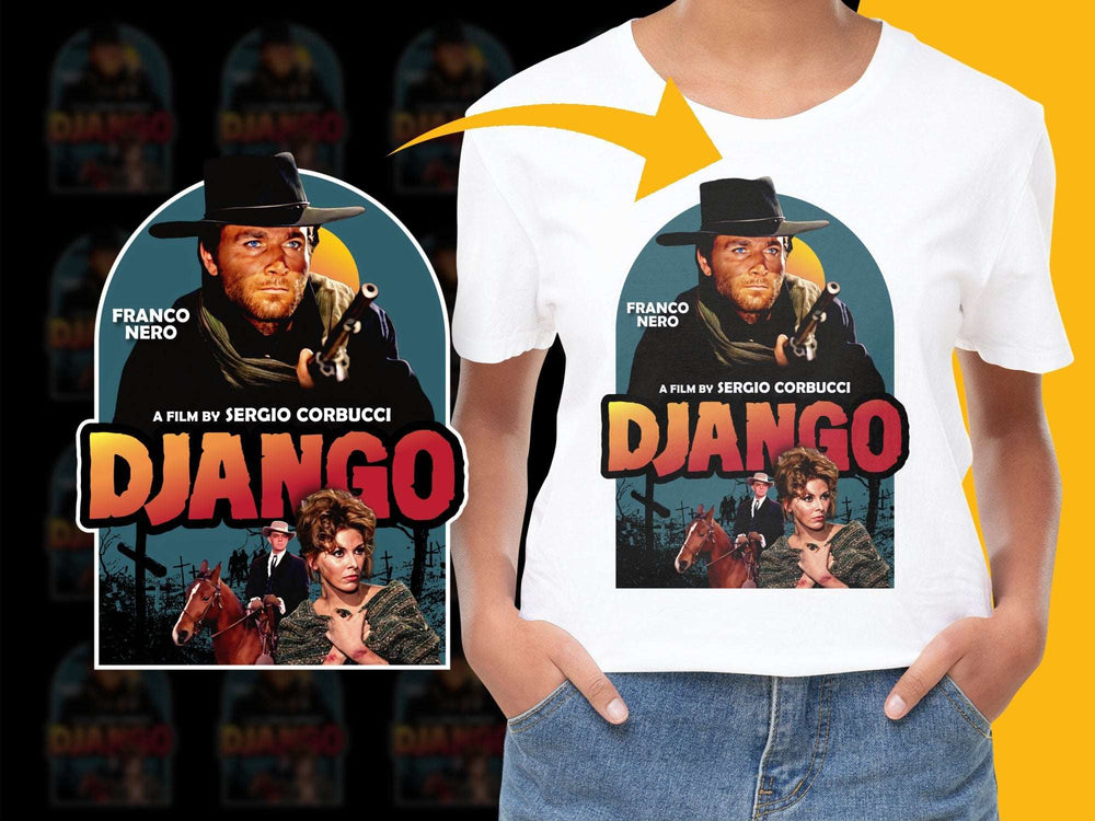 Vintage Django Movie Poster T-Shirt, Franco Nero, Classic Film Tee, Retro Movie Fan Gift, Unisex Graphic Shirt