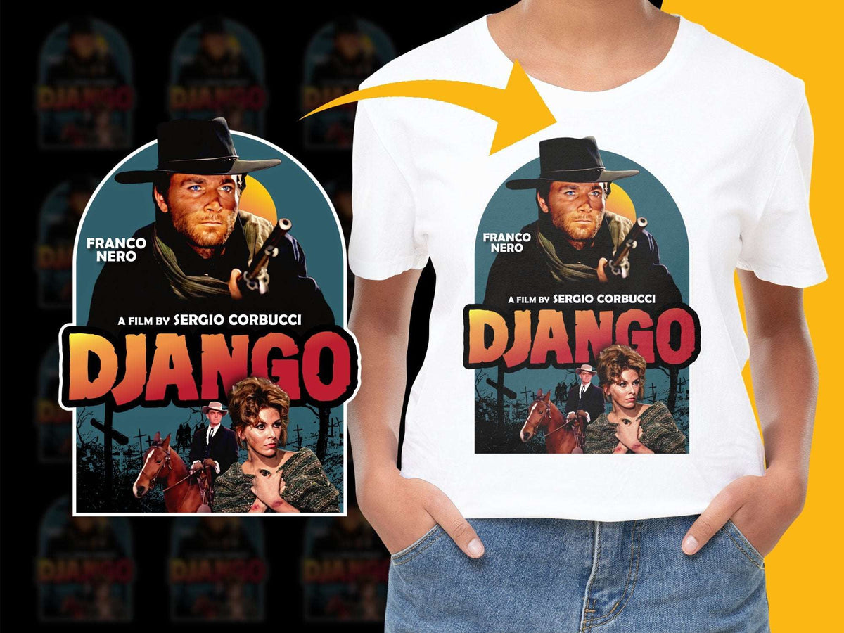 Vintage Django Movie Poster T-Shirt, Franco Nero, Classic Film Tee, Retro Movie Fan Gift, Unisex Graphic Shirt