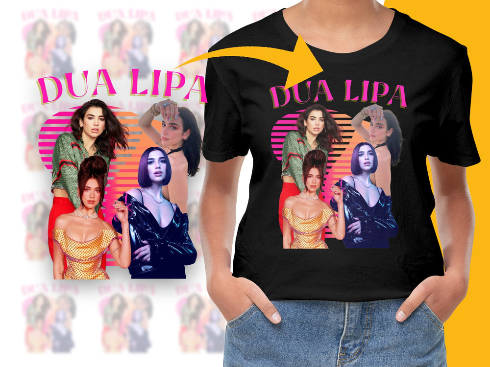 Dua Lipa Graphic T-Shirt, Pop Icon Colorful Printed Tee, Vibrant Music Artist Shirt, Fan Merchandise, Unisex Fashion Top