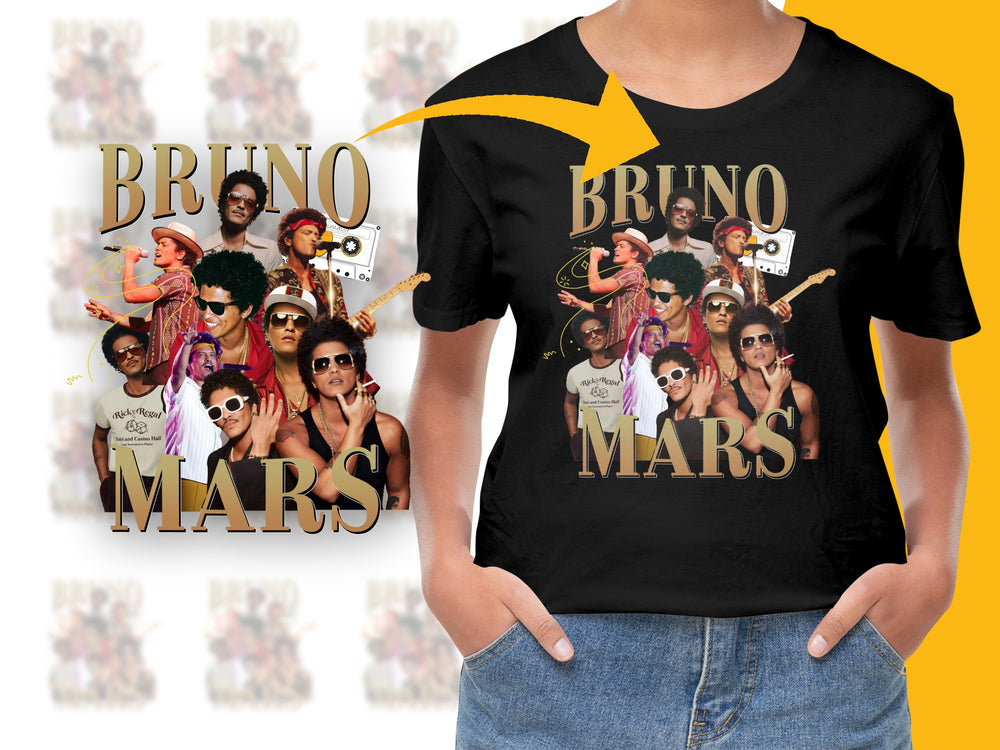 Bruno Mars Graphic T-Shirt, Vintage Style Pop Music Artist Tee, Unisex Fan Apparel