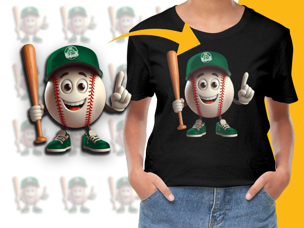 Cool Baseball T-Shirt, Cartoon Character Graphic Tee, Sports Fan Apparel, Unique Casual Wear