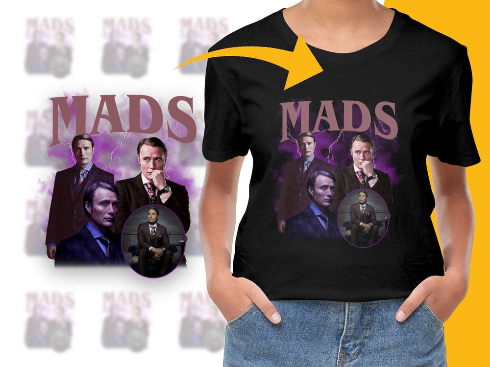 Mads Mikkelsen Fan T-Shirt, Collage Graphic Tee, Collector's Shirt, Unique Film Star Apparel