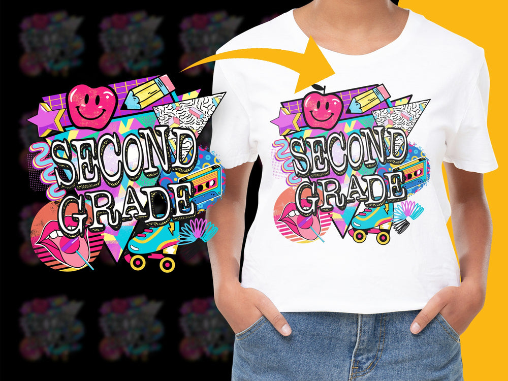 Second Grade T-Shirt, Kids Back to School Shirt, Colorful Graphic Tee, Youth Roller Skate Design, Fun Elementary School Top
