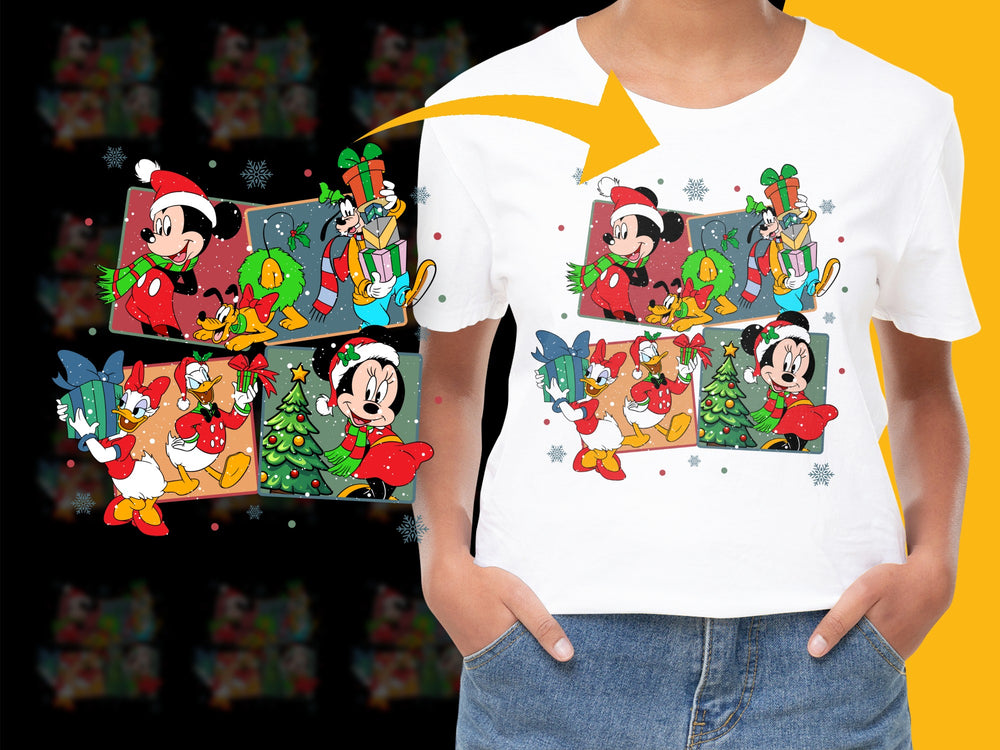 Kids Holiday T-Shirt Mickey and Friends Christmas Graphic Tee Cartoon Apparel