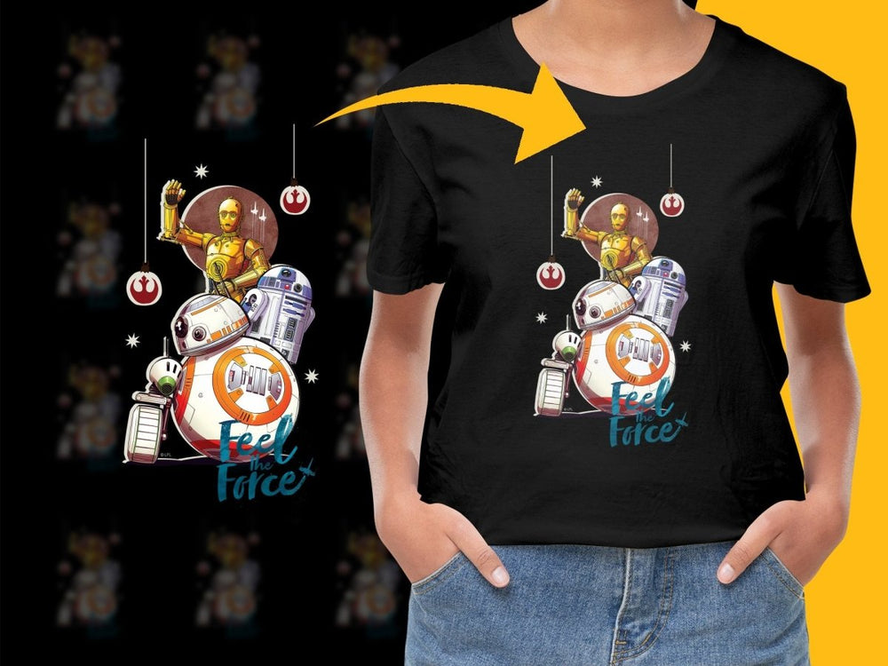 Feel The Force PNG File Featuring BB - 8 and R2 - D2 for Christmas - Teepew
