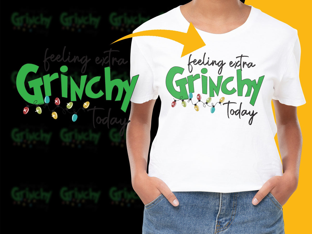 Feeling Extra Grinchy Today T-Shirt, Funny Christmas Holiday Tee, Unisex White Graphic Shirt