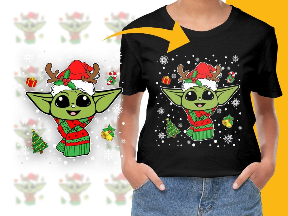 Festive Baby Yoda Christmas Graphic Design PNG File - Teepew