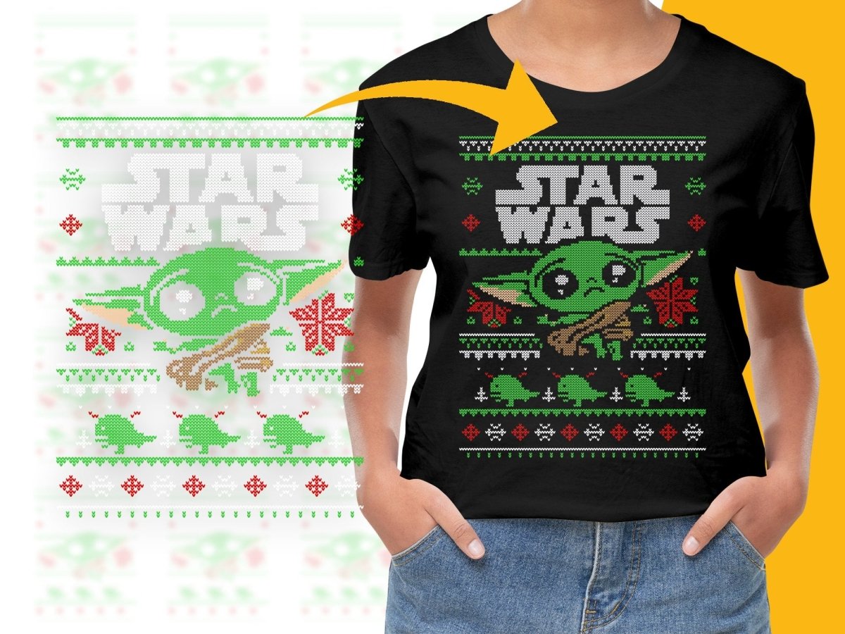 Festive Baby Yoda Knitted Design Holiday PNG File - Teepew