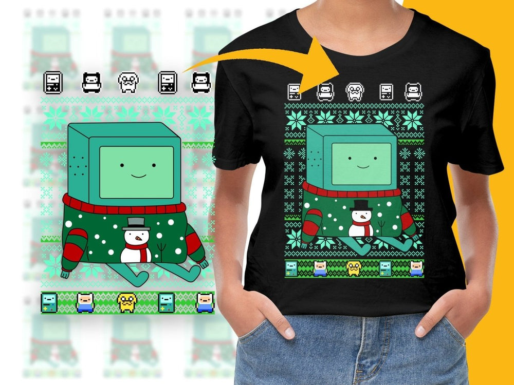 Festive BMO Christmas Snowman Ugly Holiday Style PNG File - Teepew