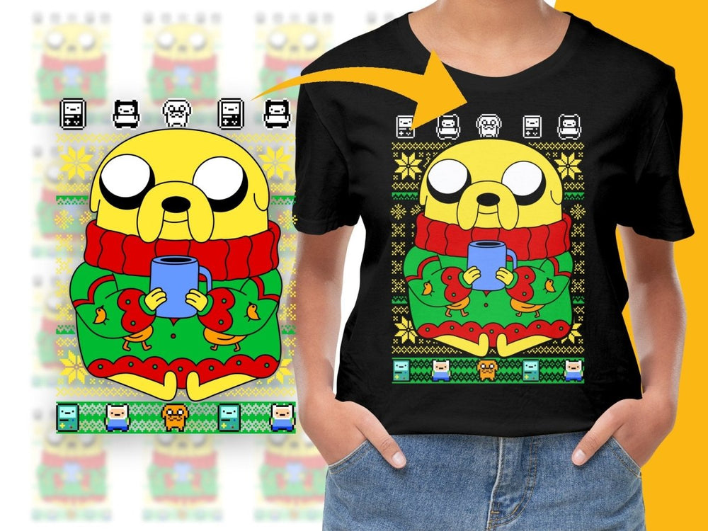 Festive Character Jake The Dog Holding Mug PNG File - Teepew