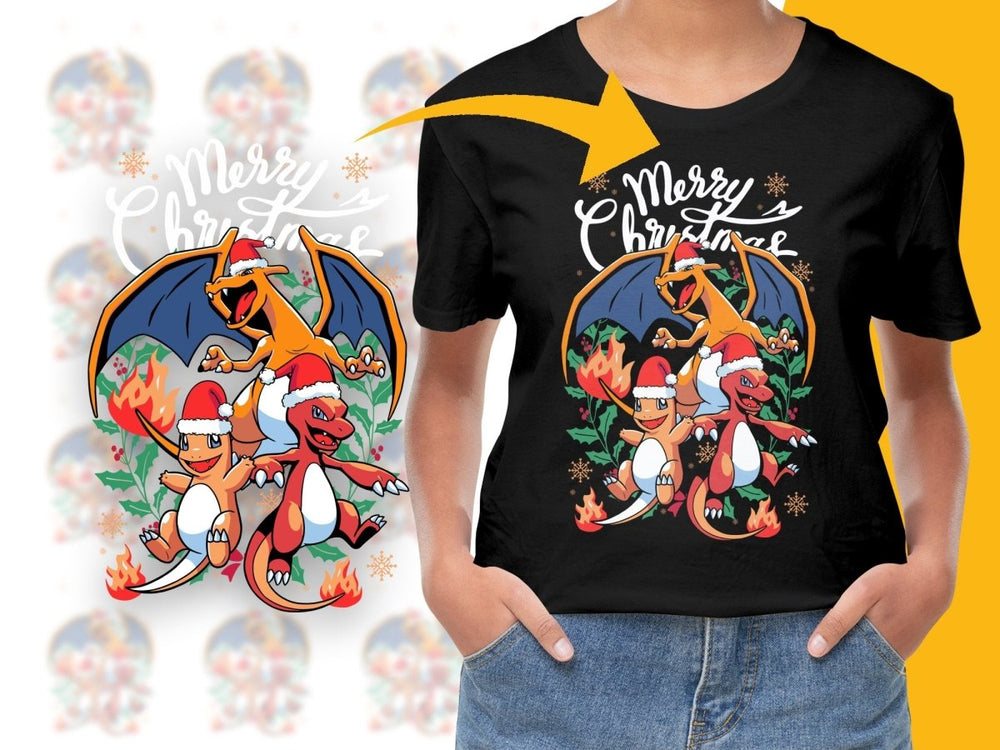 Festive Charizard and Charmander Christmas Holiday PNG File - Teepew