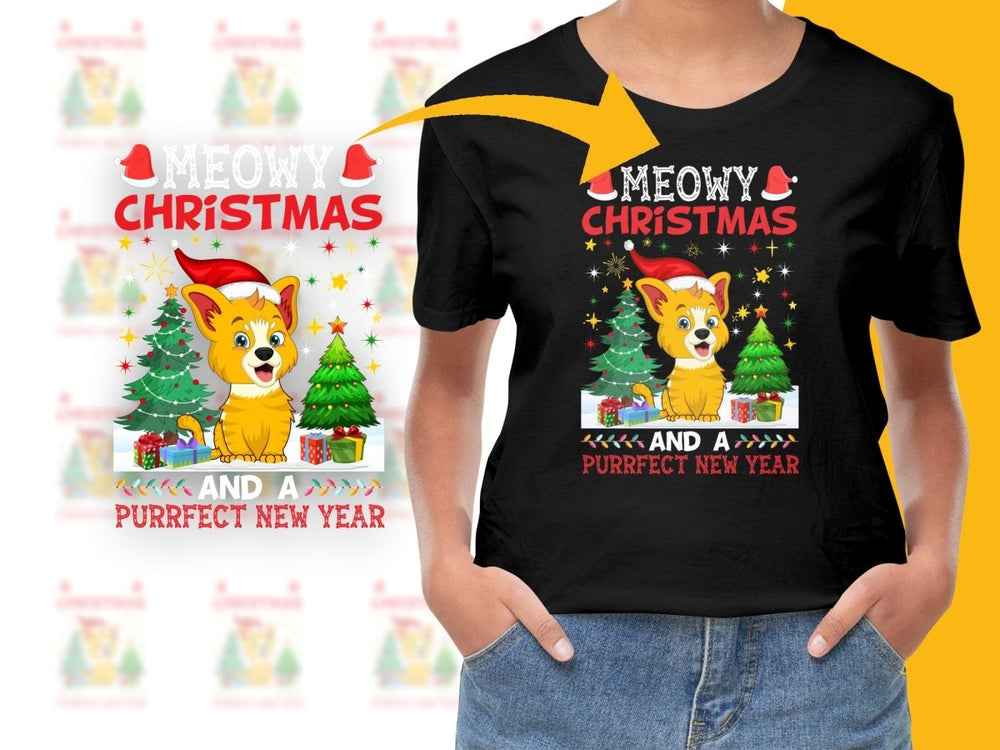 Festive Christmas Cartoon Cat Purrfect New Year PNG File - Teepew