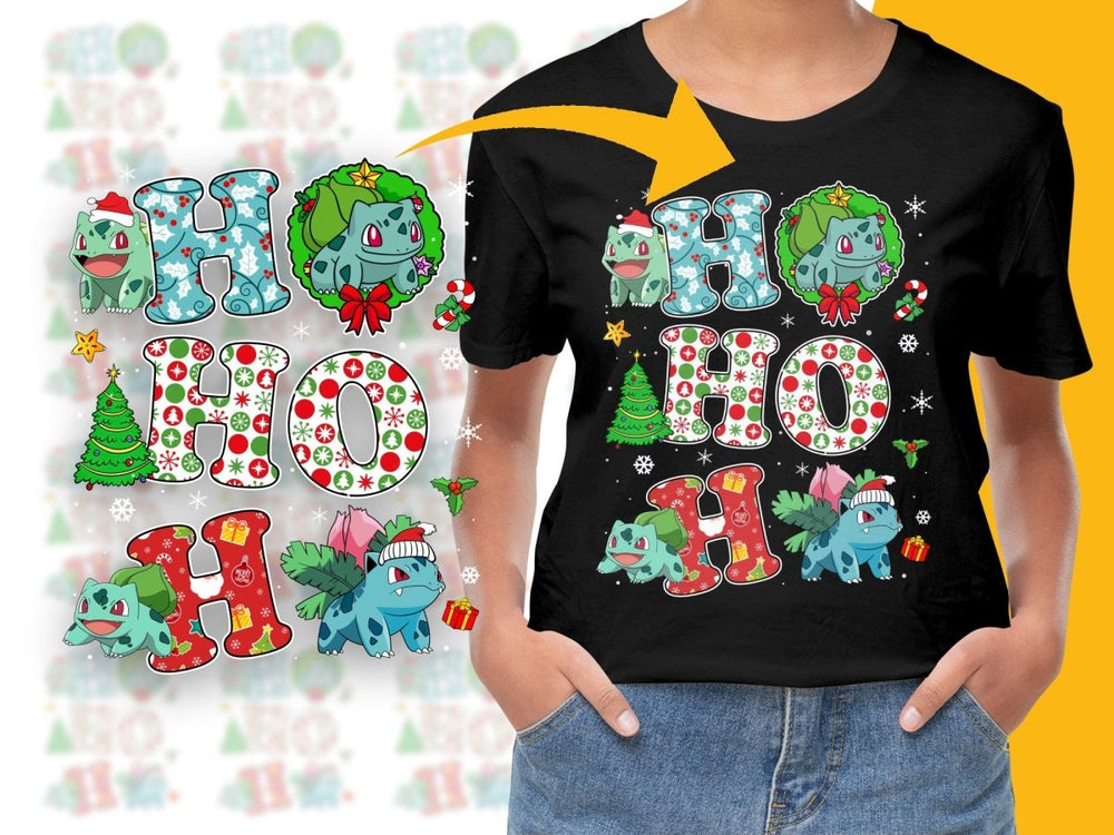 Festive Christmas Ho Ho Ho Bulbasaur Graphic PNG File - Teepew