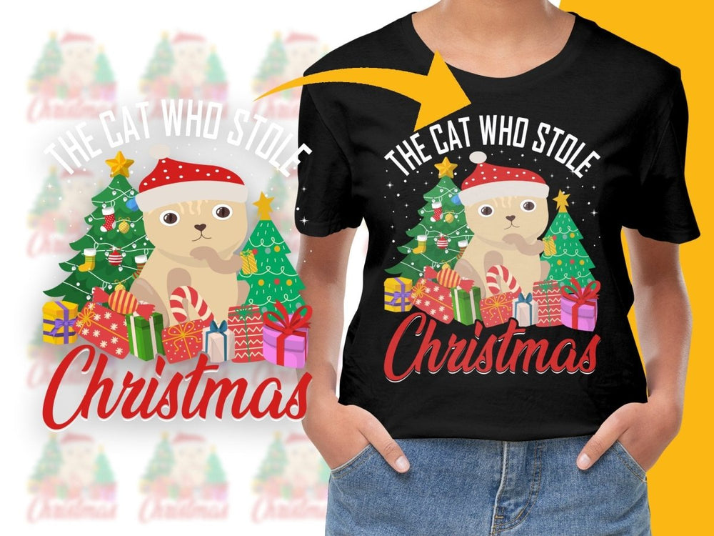 Festive Christmas PNG File Featuring Cute Cat Character - Teepew