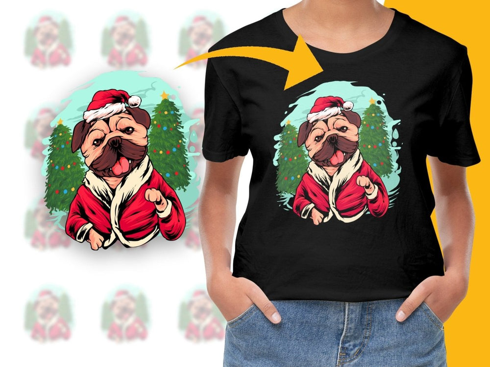 Festive Christmas Pug Character Design Holiday PNG File - Teepew